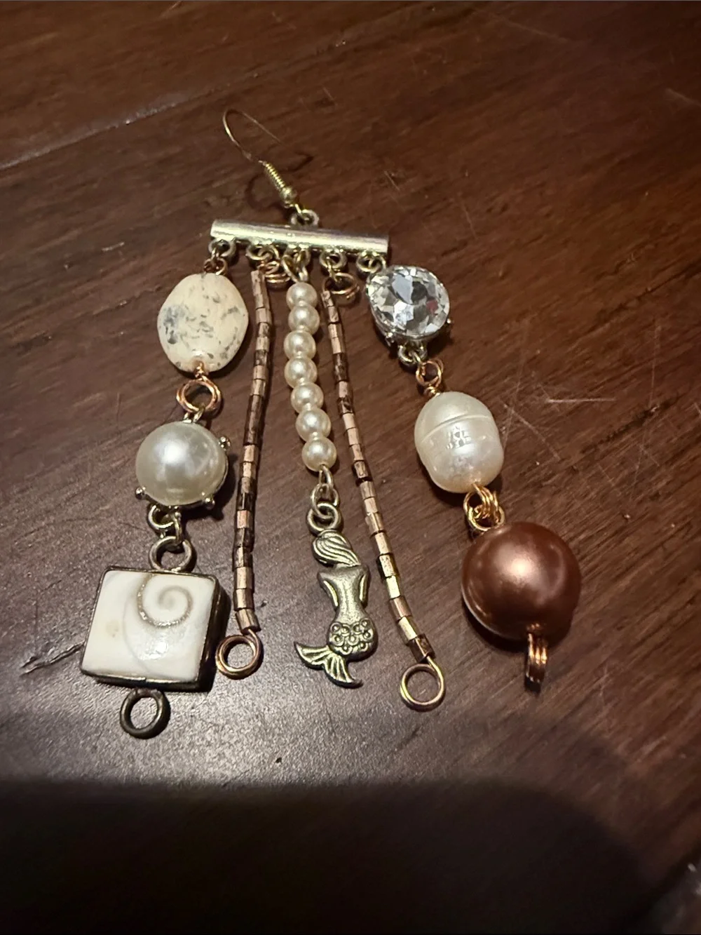 Boho Pearl and Crystal Dangle Earrings - Neutral Mix
